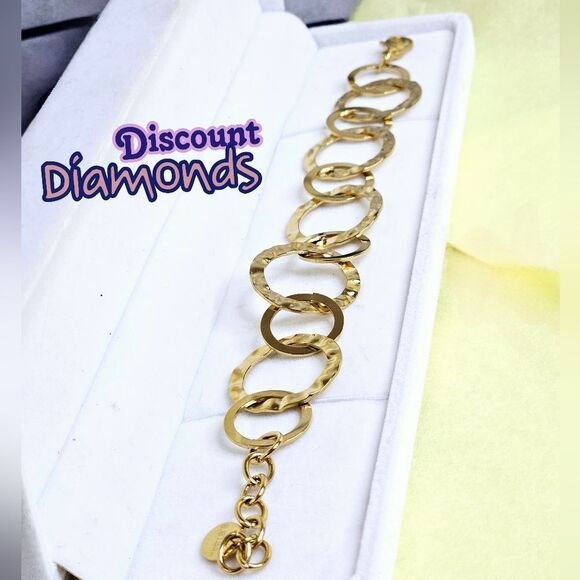 14K Gold Geometric Circle Bracelet on 925 Silver - Picture 2 of 5